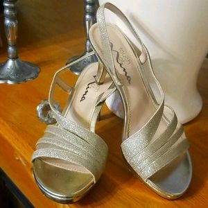 Gold Glitter Nina sling back heels